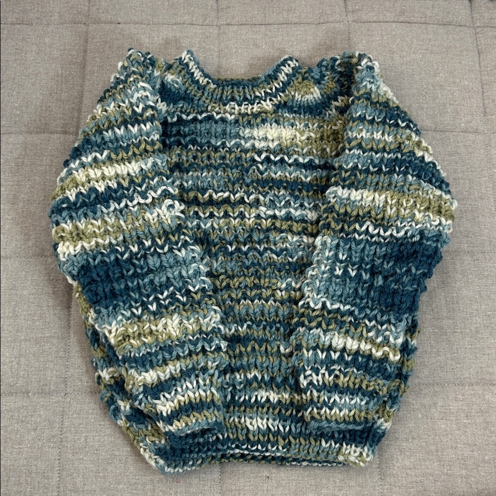 Sweater. Hand made. Vintage. Chunky Knit Multicolor Sweater